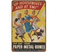 Up Housewives And At 'em! - Poster vintage classico britannico di propaganda della guerra mondiale mondiale mondiale, in metallo, poster da parete, divertente, con scritta in lingua inglese, 20,3 x