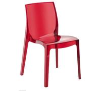 UP ON Nr.4 Sedia MOD. Ice Policarbonato Trasparente Rosso Rubino