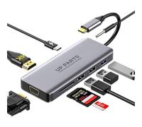 UP PARTS® - Docking Station, HUB USB-C, UP-DS-9830K,14 in 1 con Kensington Lock, 2 HDMI 4K, VGA, USB 3.0, RJ45 Gigabit Ethernet, Audio 3.5 mm, Lettore SD/TF, PD 100W, per Laptop e PC