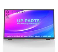 UP PARTS® Monitor Portatile, Schermo portatile, Monitor portatile per laptop, 185WP - 18.5" Full HD 1920x1080, IPS, USB-C e Mini HDMI, Attacco Vesa,Ultra Sottile, Altoparlanti, Azienda Italiana