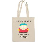 UP Your Ass a Broken Glass - Borsa tote in cotone naturale, colore: Bianco