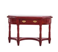 UPALDHOU Bambini Mini Tavolo in Legno con Cassetto Aperto, 1:12 Scrivania a metà Round in Miniatura per Decorazioni per Soggiorno, Progettata per Mobili per la Casa delle Bambole