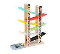 UPALDHOU Giocattoli per Rampa di Rampa Gara Pista per Bambini Giocattolo per Bambini con 6 Rampe Parcheggio Educativo per Veicoli in Legno per Piccoli