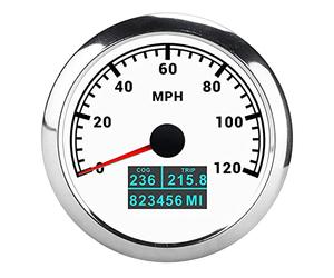 UPALDHOU GPS Speedometer 120MPH, Universal Gauge con COG, Trip e | **IP67 Impermeabile, Costruzione in Acciaio Inossidabile, Alimentazione 9-32VDC, Schermo OLED per Lettura Notturna Chiara**