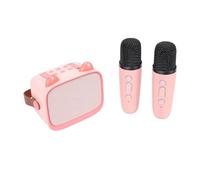 UPALDHOU Mini Macchina per Karaoke, Altoparlante Karaoke Bluetooth Portatile con 2 Microfoni Wireless per Bambini e Adulti (PINK)