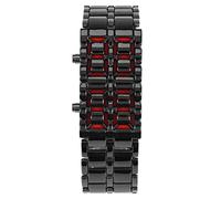UPALDHOU Orologio da Polso con Cinturino in Acciaio Inossidabile, Illuminazione a LED, Quadrante Rettangolare Digitale, Display Nascosto, Luce Rossa Blu, per Ragazzi, Ragazze, Studenti, Coppie,