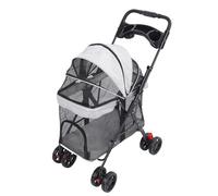 UPALDHOU Passeggino per Animali Domestici, un Passeggino Gatto Pieghevole da un 4 Wheels Dog Wagon con tonalità da Sole e Supporto per la Tazza per il Viaggio (GREY)