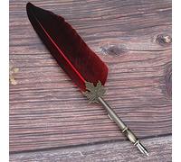 UPALDHOU Penna Stilografica Vintage con Piume Elegante Penna D'oca Antica per Calligrafia Decorazioni per la Casa con Scatola, Ideale per Forniture per Ufficio e Materiale Scolastico (rosso)