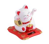UPALDHOU Sorridendo Gat Gat Solar Alevato Lindo Cat Home Exhibition per Buona Fortuna e Successo Commerciale, Decorazione Automobilistica (WHITE)