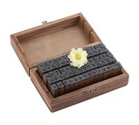 UPALDHOU Timbri con Lettere, Set di Alfabeti in Legno con Scatola Portaoggetti Vintage in Legno per Scrapbooking e Creazione di Cartoline