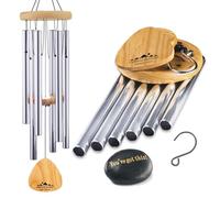 UpBlend Outdoors Campanelli a vento per esterni, 73,7 cm, color argento, per esterni, melodia armonica per esterni, campanelli a vento per mamma, nonna, scacciaspiriti per lei