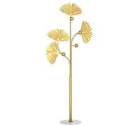 UPCOT Appendiabiti Appendiabiti da Terra in Metallo con Base in Marmo, Attaccapanni A Forma di Foglia di Ginkgo con 4 Ganci per Cappotti, Cappelli, Borse, Porta Abiti per Ingresso, Camera(Color:Oro)