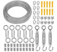 UPDOKIT Kit di cavi metallici in acciaio inox da 50 m/2 mm, filo da giardino per piante rampicanti, traliccio per vite, corda per tenda, immagine, fissaggio ombra