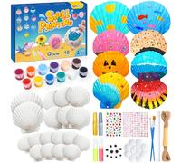 UPDOKIT Kit di Pittura di Conchiglie Marine per Bambini 3-12 Anni con 18 Conchiglie, Giocattoli Fai da Te per Ragazze e Ragazzi, Accessori per Campane a Vento