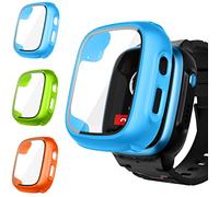 Upeak 3 Pack Cover per XPLORA X5 Play, Custodia Protezione Pellicola Complessiva Cover in Vetro Temperato per PC per XPLORA X5 Play, Blu/Verde Erba/Arancione