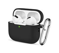 Upeak Silicone Cover per AirPods PRO 2ª Generazione 2022, Custodia Protettiva Morbida per Apple AirPods PRO 2, Supporta la Ricarica Wireless, con Moschettone, Nero