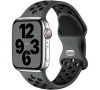 Upeak Sport Cinturino Compatibile con Cinturino Apple Watch 40mm 38mm 41mm 42mm, Cinturini a Doppio Foro in Silicone Traspirante per iWatch Series 10 9 8 7 6 5 4 3 2 1 Ultra SE, L, Carbone/Nero