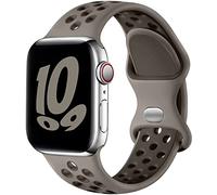 Upeak Sport Cinturino Compatibile con Cinturino Apple Watch 44 mm 45 mm 46 mm 42 mm, Cinturini a Doppio Foro in Silicone Traspirante per iWatch Ultra SE Series 9 8 7 6 5 4 3 2, L, Grigio Oliva/Taupe