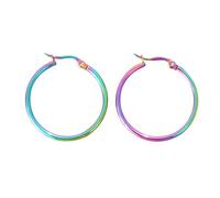 Upeilxd Grandi orecchini a cerchio in acciaio inossidabile per le donne orecchini a cerchio in oro rosa argento nero colori per le donne orecchini a cerchio regali, 30mm, Acciaio inossidabile