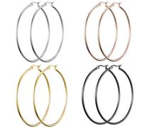 Upeilxd Grandi orecchini a cerchio in acciaio inossidabile per le donne orecchini a cerchio in oro rosa argento nero colori per le donne orecchini a cerchio regali, 20mm, Acciaio inossidabile