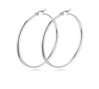 Upeilxd Grandi orecchini a cerchio in acciaio inossidabile per le donne orecchini a cerchio in oro rosa argento nero colori per le donne orecchini a cerchio regali, 30mm, Acciaio inossidabile