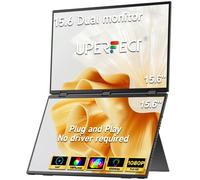 UPERFECT Delta 15,6" doppio monitor portatile per prolunga schermo portatile 1080P HDR 360 ° Pieghevole impilato con supporto per PC portatile No Driver Needed