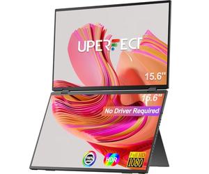 UPERFECT Delta 15.6" Dual Portable Monitor for Laptop Screen Extender 1080P HDR 360° Folding Stacked Triple Monitor with Stand for Laptop PC Phone Game Console (No Driver Needed)