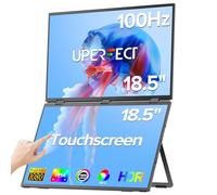 UPERFECT Delta 18.5" 100Hz Touchscreen Dual Portable Monitor, Laptop Screen Extender Stacked Triple Folding Monitor with Stand & VESA for Laptop Phone Game Console (No Driver Needed)