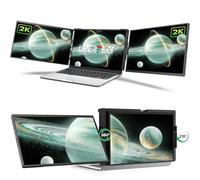 UPERFECT Laptop Screen Extender, 2K 14" 360° Patented Unique Swivel Hinge Triple Monitor, 2240x1400 QHD IPS Portable Dual Monitor for 13.3"-17.3'' Laptops, Plug & Play