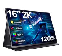 UPERFECT Monitor Portatile 2K 120Hz Display Mobile 16 Pollici con 2560 * 1600 1200:1 Contrasto 400 Nits Schermo IPS Mini HDMI USB C per PC Laptop Xbo Switch PS4/5, Compatibile VESA