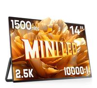 UPERFECT Monitor portatile Mini LED 14" 2.5K | 1500 nit | 2560x1600 | Contrasto 10000:1 | Freesync da 1 ms Secondo Schermo Ultrasottile con Supporto e VESA per Laptop/PC/Console di Gioco