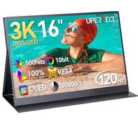 UPERFECT OLED Monitor Portatile 16 '', 3K 2880x1800 | 120Hz | Portable Gaming Monitor, 500 Nits |100% DCI-P3 | 10-Bit | 100000:1 Contrast | 1ms Schermo per Laptop Mini PC Phone Game Consoles