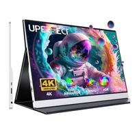 UPERFECT QLED Monitor portatile 4K da 15,6'' argenteo 3840x2160 UHD HDR USB-C, 100% AdobeRGB, luminosità 400cd/㎡, schermo extra da viaggio per altoparlante FreeSync per laptop, HDMI di tipo C, VESA e