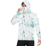 UPF 50 Rash Guards - Camicia da uomo con cappuccio, a maniche lunghe, con maschera, da pesca, leggera, traspirante, con cappuccio, per escursionismo, bianco, XL
