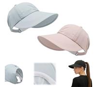 UPF Sun Protection Baseball Hat Men Women,Wide Brim Outdoor UV Adjustable Half Hollow Top cap,Lightweight Sunscreen Sun Caps (Blue+Pink)