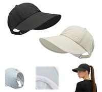 UPF Sun Protection Baseball Hat Men Women,Wide Brim Outdoor UV Adjustable Half Hollow Top cap,Lightweight Sunscreen Sun Caps (Black+Beige)