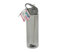 upfit - Borraccia, borraccia sportiva - Dotata di pipetta retrattile - Trasparente - Colore: grigio - Non isolante - Facile da usare e pratica - Apertura con una sola mano - 750 ml
