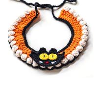 UpGBRF Halloween Pet Costume Bavaglino Gattino Nero Sciarpa all'Uncinetto per Gatti Piccolo Cane Bavaglino Crochet Abbigliamento Outfit,L