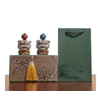 UpGBRF Tea Pet Statuetta Figurine Tea Accessories Figurina da tè Ornamento A Forma di Leone 2 Pezzi per La Decorazione della Scrivania in Ufficio,Verde