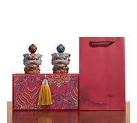 UpGBRF Tea Pet Statuetta Figurine Tea Accessories Figurina da tè Ornamento A Forma di Leone 2 Pezzi per La Decorazione della Scrivania in Ufficio,Rosso