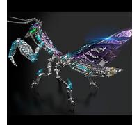 UpGLeuch Puzzle 3D in metallo per adulti, modellino di mantide con luce, kit di montaggio colorato 3D in metallo con strumento, ornamento da scrivania, giocattolo regalo per adulti (C)