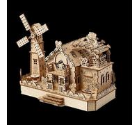 UpGLeuch Puzzle in legno 3D per adulti con luce, kit di modellismo casetta per animali, architettura 3D fai da te, modellismo in legno, stile vintage 3D, decorazione per la casa, giocattolo per adulti