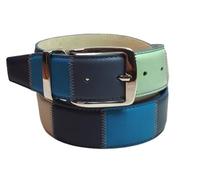 UPGRADE 3STYLE Cintura in vera pelle cavallino maculata leopardata zebrata patchwork accorciabile senza viti. confezione in cartone eco e sacchetto cotone. Made in Italy. (col 3 patch 4 cm)
