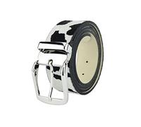 UPGRADE 3STYLE Cintura in vera pelle cavallino maculata leopardata zebrata patchwork accorciabile senza viti. confezione in cartone eco e sacchetto cotone. Made in Italy. (Cow Nero 4x130)