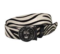 UPGRADE 3STYLE Cintura in vera pelle cavallino maculata leopardata zebrata patchwork accorciabile senza viti. confezione in cartone eco e sacchetto cotone. Made in Italy. (Placca Zebra nero 4x130)