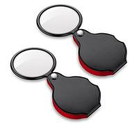 Upgrade PHICANT 2PCS 5X Mini Lente d'ingrandimento tascabile - Piccoli occhiali di ingrandimento con pelle protettiva, rotazione di 360°, pieghevole, ideale per