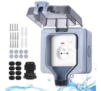 Upgrade Profond Presa esterna impermeabile IP66, presa stagna sporgente con interruttore lampada, presa da giardino corrente elettrica esterna chiudibile a parete scatola singola grigia