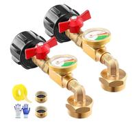 Upgrade Propane Refill Elbow Adapter with Tank valve & Gauge, Universal Propane Tank Gauge for 5-40 Pound Lp Tanks, Gas Level Indicator for Grill, Heater, Rv Camper, Qcc1/Type 1 Connection(2pcs)