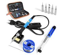 【 UPGRADE】Saldatore a Stagno SREMTCH Saldatura Kit con Temperatura Regolabile 200°C- 450°C, Saldatore Professionale con interruttore ON/OFF 5 Pezzi Punte 15in1 set