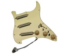 Upgrade SSS Preview Set Pickguard Pickup Caricato Multifunzione 3 Single Switch Small Double Track Humbucker Pickup, 16-Way Tone Adatto per Start Guitar (Golden Mirror)
